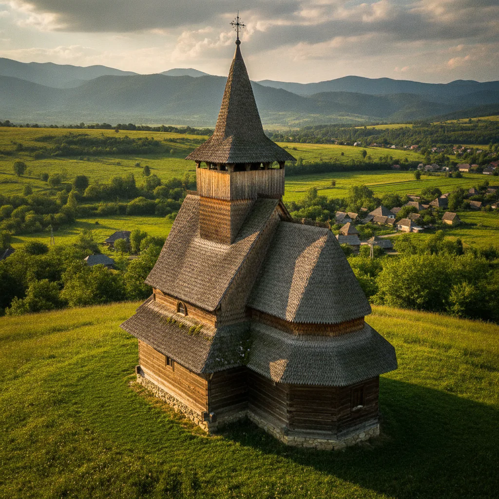 Деревянная церковь на холме
