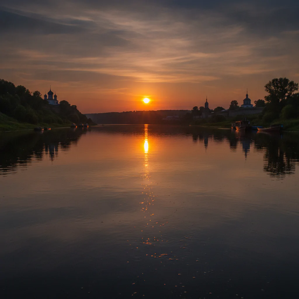 Вечерняя гладь реки