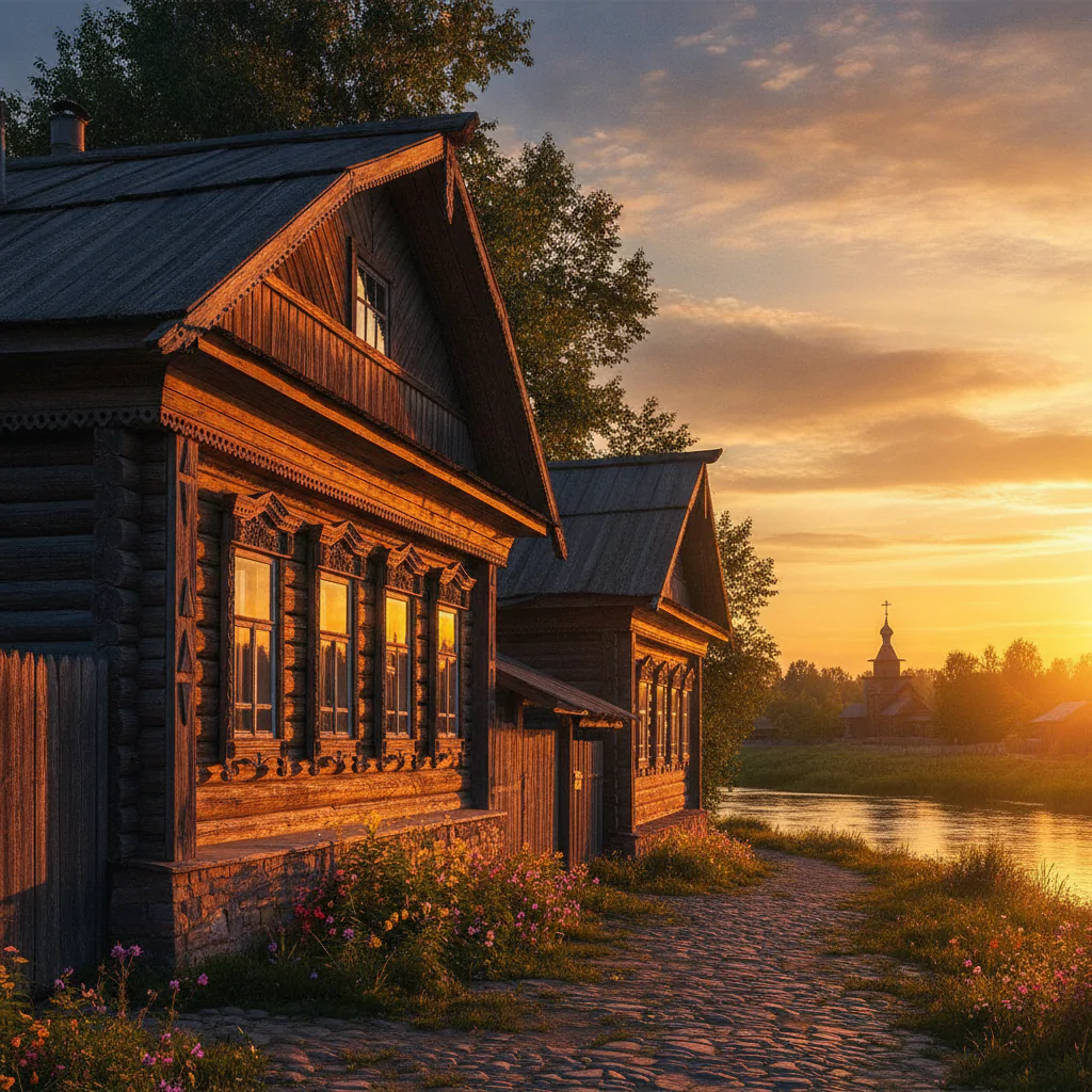 Старинные особняки на закате