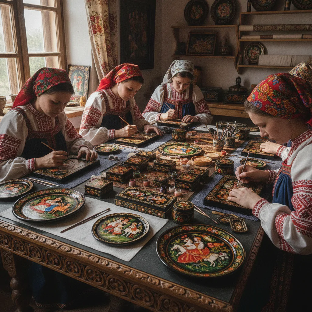 Палехские мастера за работой