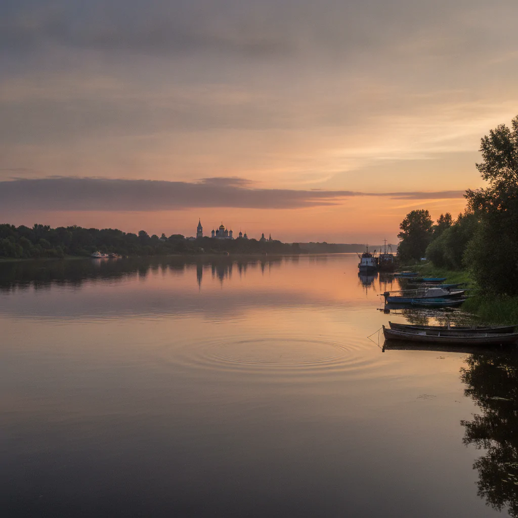 Вечерняя гладь реки